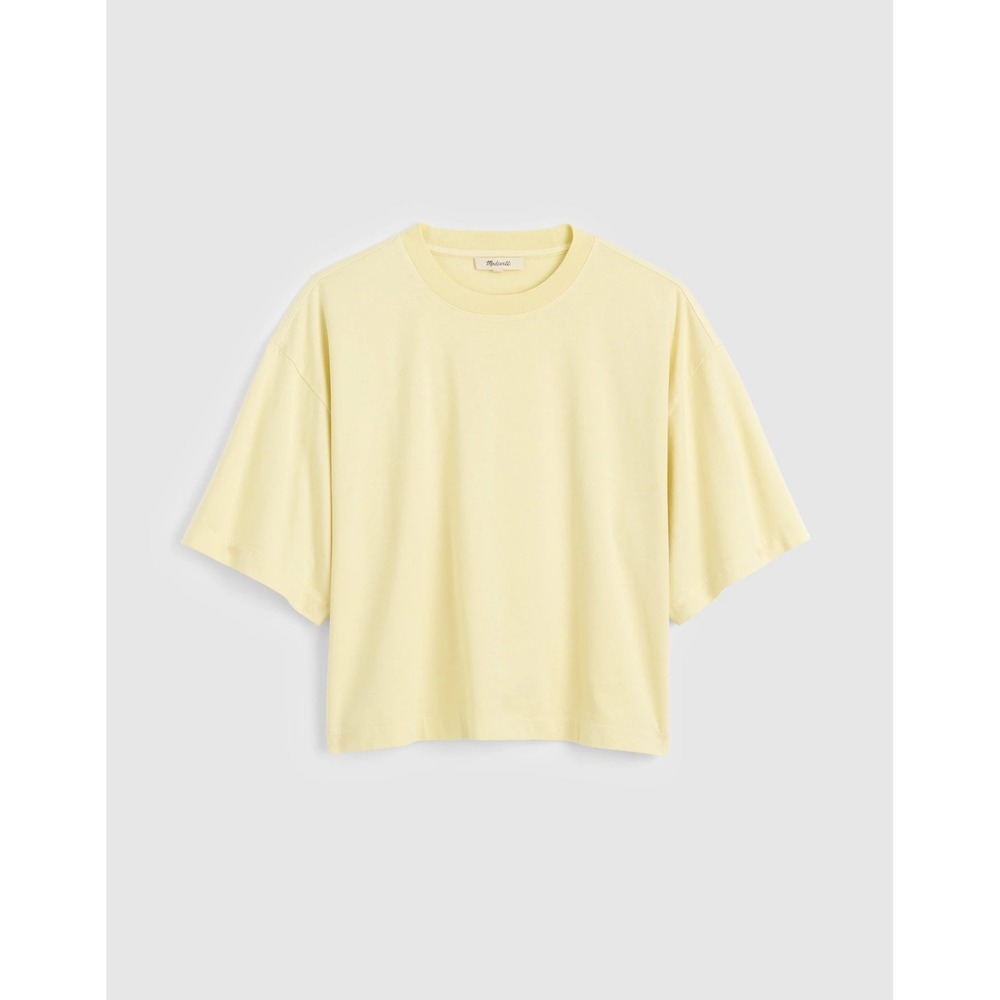 NWT Madewell The Boxy Crop Tee Allday Jersey Sheer Pineapple Yellow XX-Small